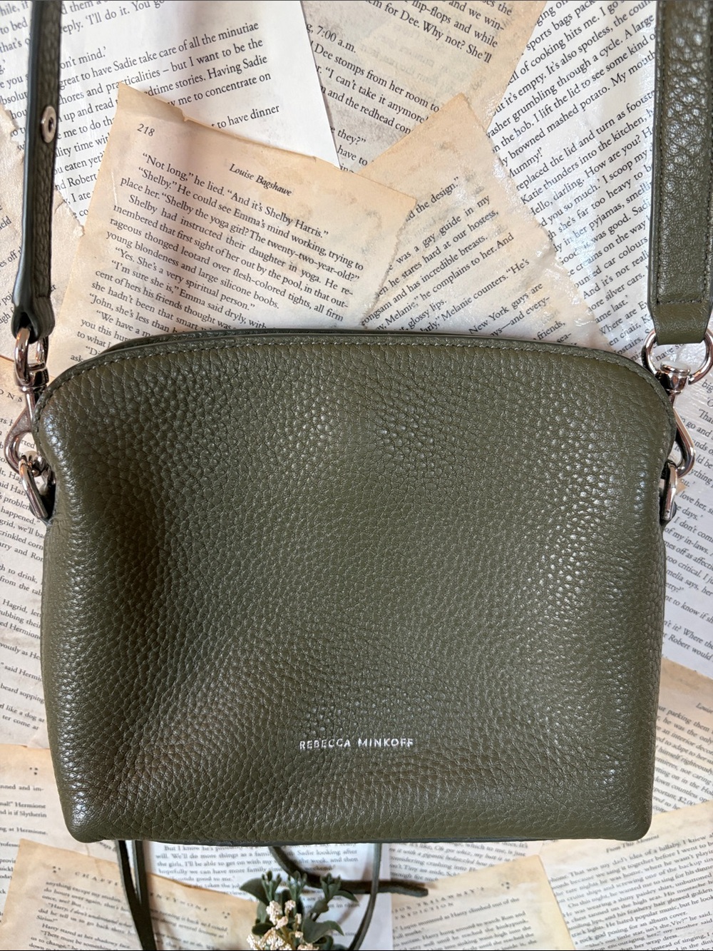 Rebecca Minkoff Olive Green Pebbled Leather Crossbody